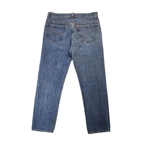 Levis Vintage 80s USA 501 0115 Button Fly Blue Denim Jeans Mens Size 35x32
